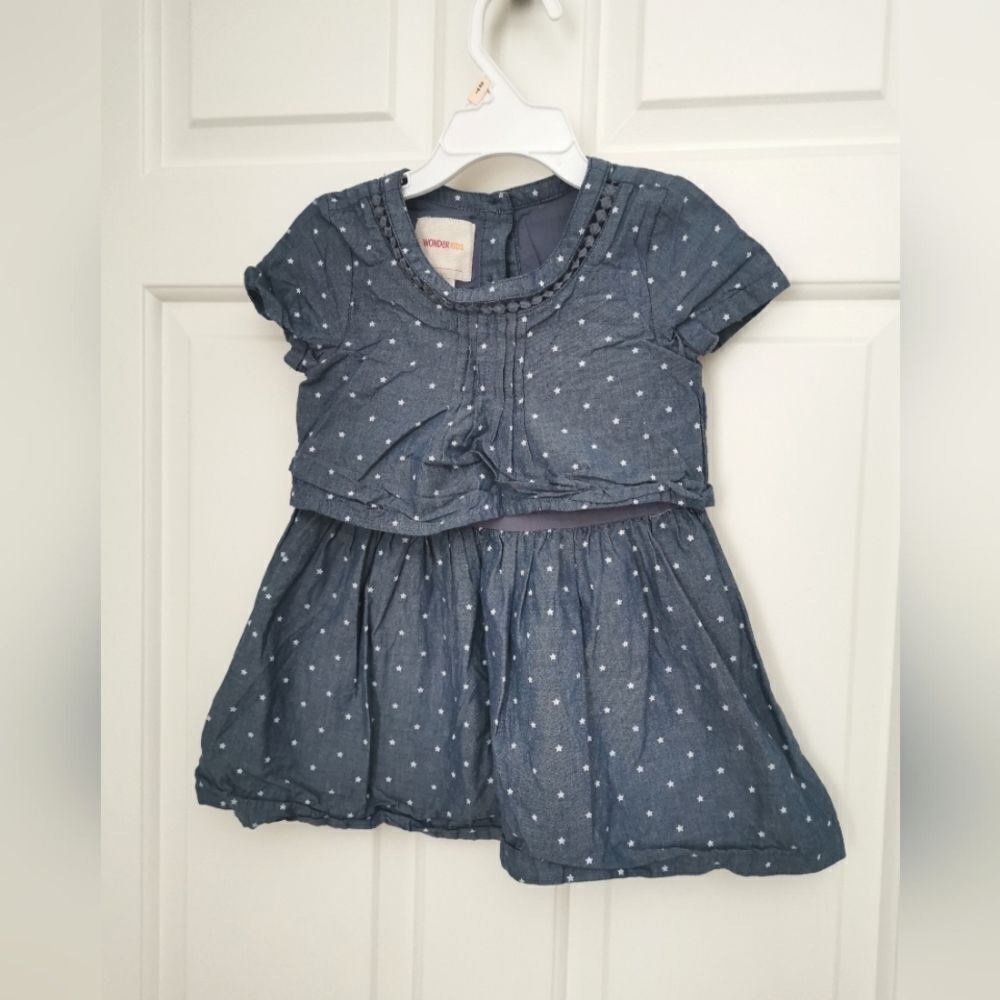 2/$20 Wonderkids denim dress size 18 m